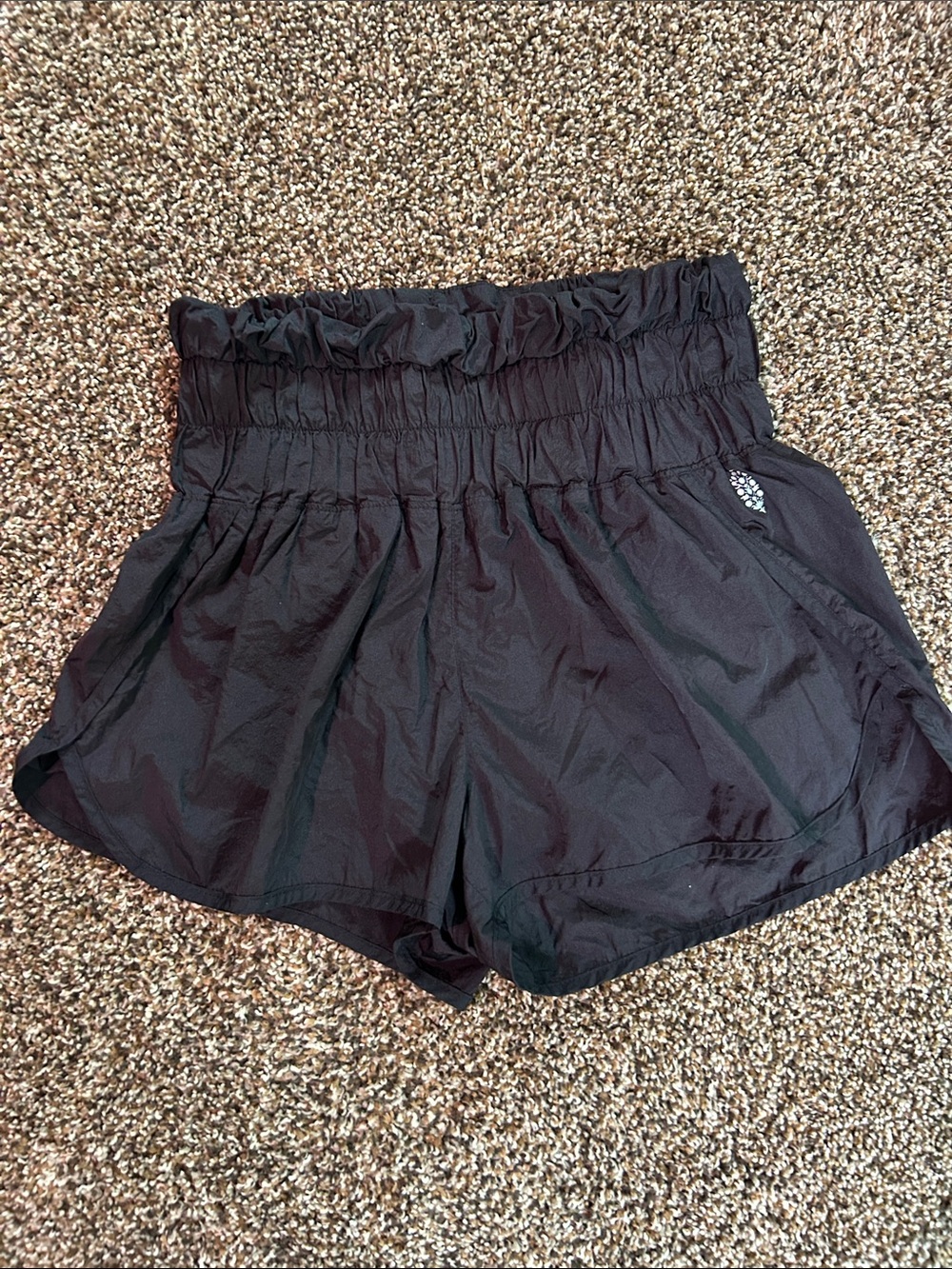 Free People Black High-Waist Ruching Shorts